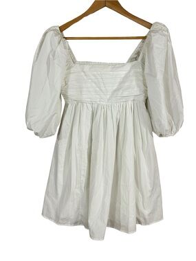 Abercrombie & Fitch White Puff-Sleeve Square-Neck Mini Dress SIZE XS